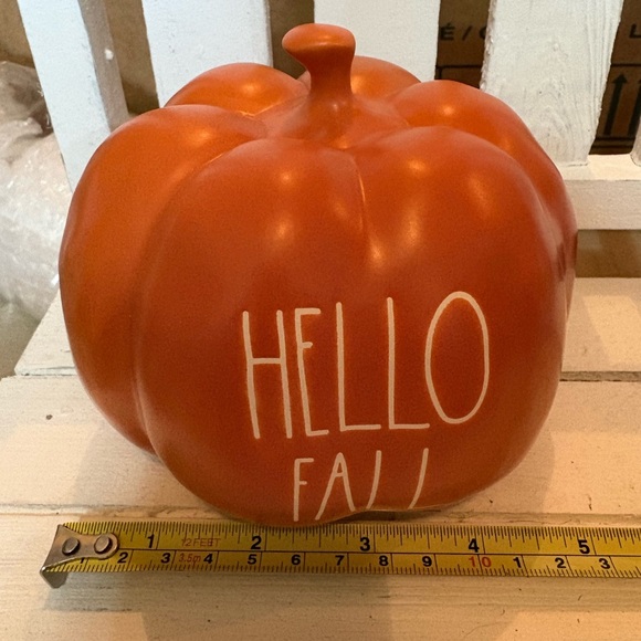 Rae Dunn Orange Pumpkin Decor with 'Hello Fall' - Picture 2 of 2